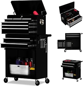8 Drawer Rolling Tool Chest, High Capacity Tool Box with Lockable Wheels and Drawers, 2 in
