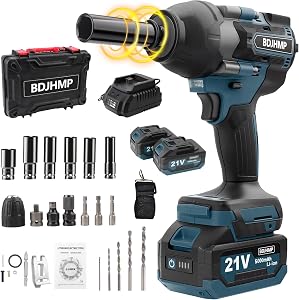 Cordless Impact Wrench 1/2 Inch, 1500 N.m/1106ft-lbs Brushless Impact Gun Compatible with 