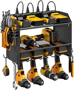 CCCEI Modular Power Tool Organizer Wall Mount with Charging Station. Garage Drill Storage 