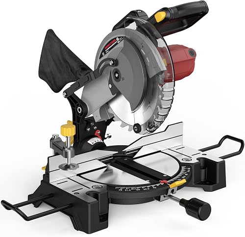 Marvtool 10-inch Compound Miter Saw, 5000RPM, 15 Amp, Single Bevel 0-4 — Our recommended configuration for best results