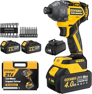 GoYwato Cordless Impact Driver 2655In-lbs(300N·m) - 21V 1/4" Hex Chuck Brushless Hand