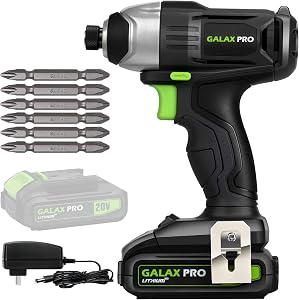 GALAX PRO Impact Driver 20 V Lithium Ion 1/4" Hex Cordless Driver with LED Work Light