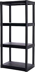 Plano 4-Shelf Plastic Storage Shelves, 48” x 23” x 14”, 200lb Capacity, Pantry, Office, Cl