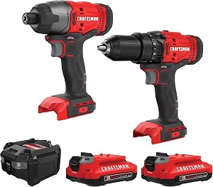 CRAFTSMAN V20 MAX Cordless Drill Driver and Impact Driver Set, Power Tool Set with 2 Batte
