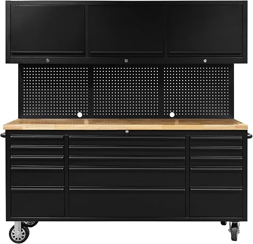 CHETTO C 72 inch Tool Chest Tool Box Mobile 15 Drawers Storage 3 Upper — Manufacturer product photo — best tool chest for garage