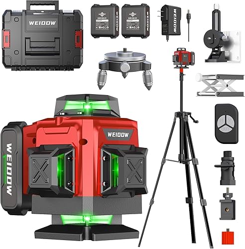 WEIDDW Laser Level with Tripod, Self Leveling Laser Level 4x360°, Gree — Our recommended configuration for best results