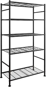 Sakugi Storage Shelves - 5 Tier Shelf Organizer, Heavy Duty Garage Shelving Unit with Leve