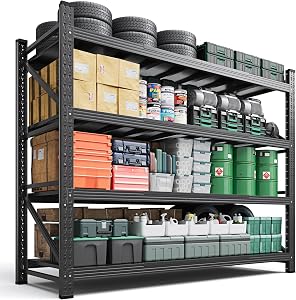 Letaya 71.3" W Metal Storage Shelves,5000LBS Heavy Duty Garage Shelving Units, 4 Tier