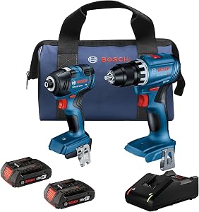 BOSCH GXL18V-27B22 Power Tool Combo Kit - 18V Brushless Compact 1/2 In. Cordless Drill Dri