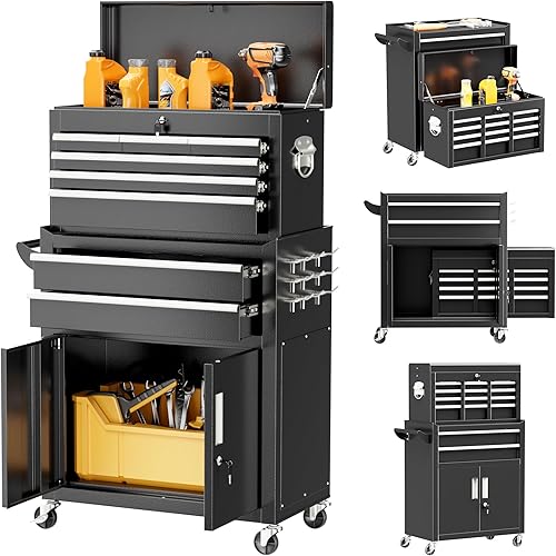 Superday Metal Tool Chest, 8 Drawer Rolling Tool Chest with Wheels, De — Build quality and design details up close