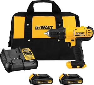DEWALT 20V Max Cordless Drill Driver Set, 2 Speed, High Performance Motor, Includes 2 XR 1