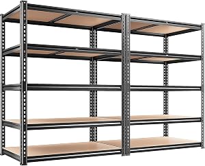 REIBII 2400LBS Garage Shelving 5 Tier Storage Shelves Heavy Duty, Adjustable Metal Shelvin