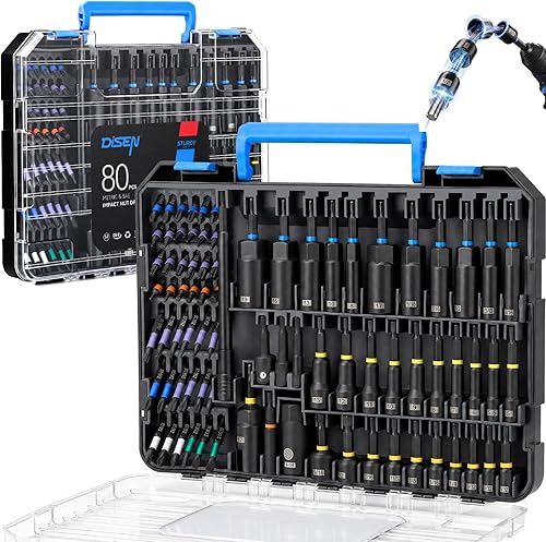 DISEN 80-Pieces Magnetic Impact Nut Driver Set Metric & SAE with Socke — Build quality and design details up close